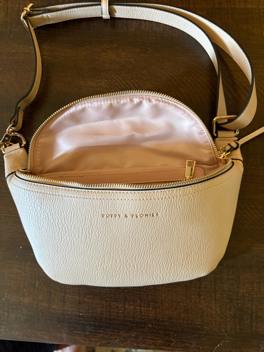 Poppy & Peonies Cream Crossbody with Blush Interior